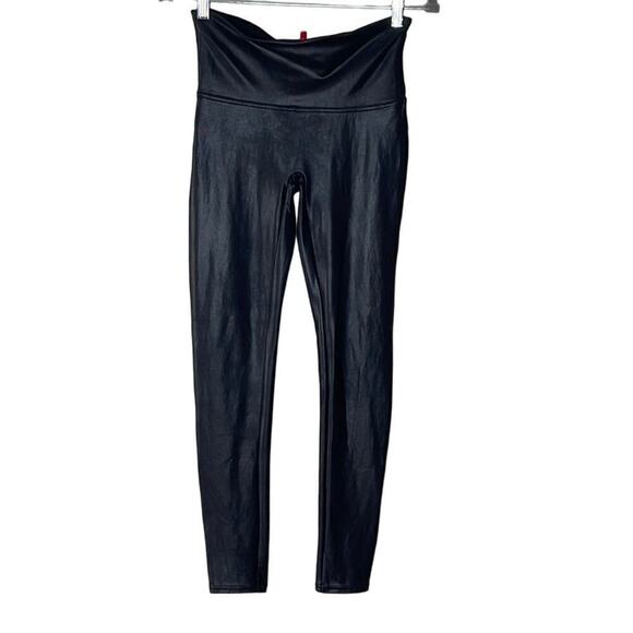 SPANX‎ FAUX LEATHER  LEGGINGS SIZE L - Picture 1 of 6